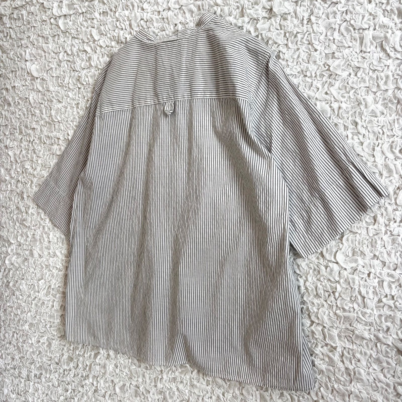 MHL. COTTON LINEN STRIPE S/S SHIRTS コットンリネン ストライプ