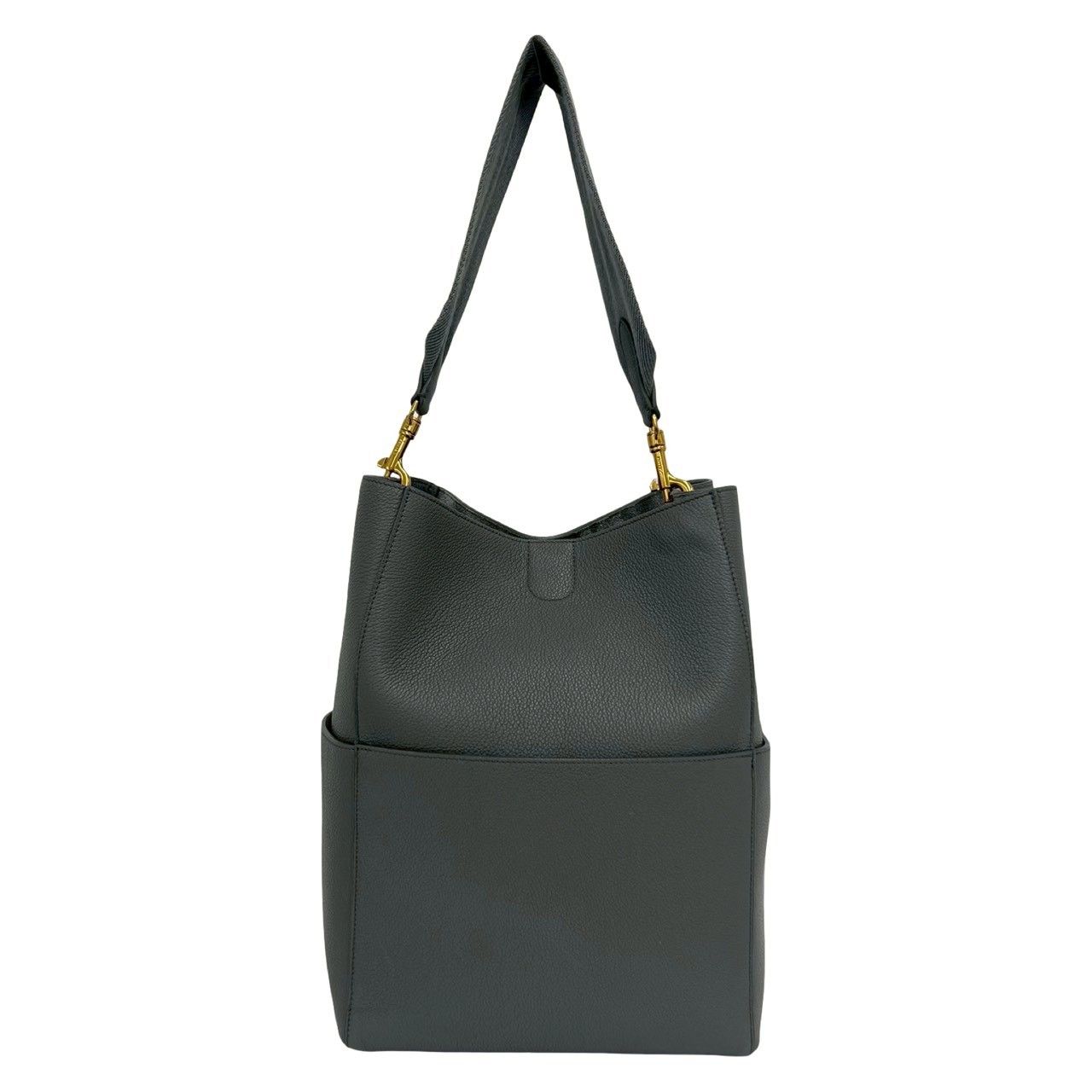 極 美品 保存袋付き CELINE セリーヌ サングル バケット ロゴ レザー 