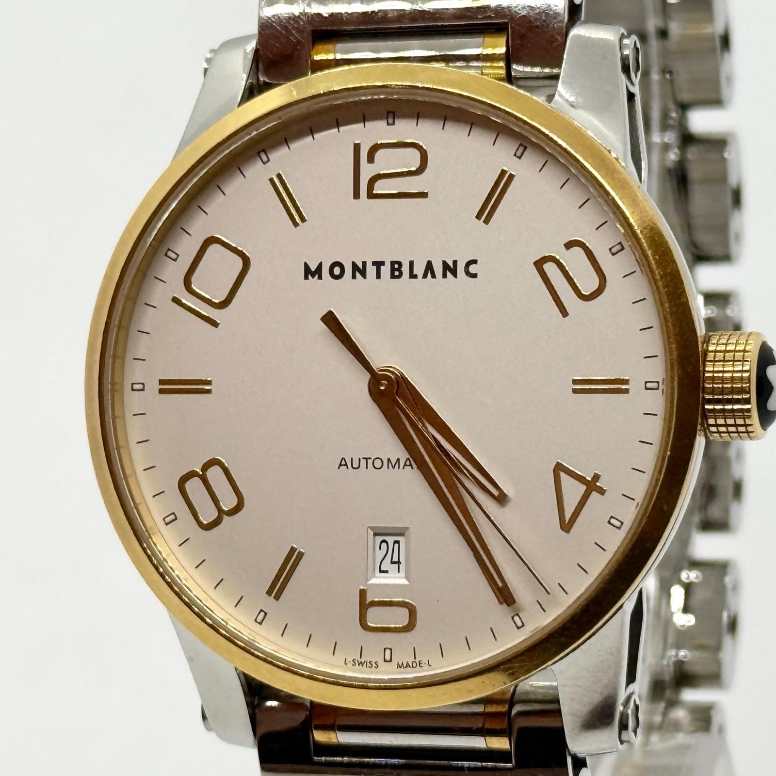 MONTBLANC モンブラン ゴールド/ホワイト SS/Au750 BB314915 4810 409 シルバー AT メンズ K18 腕時計 稼働品