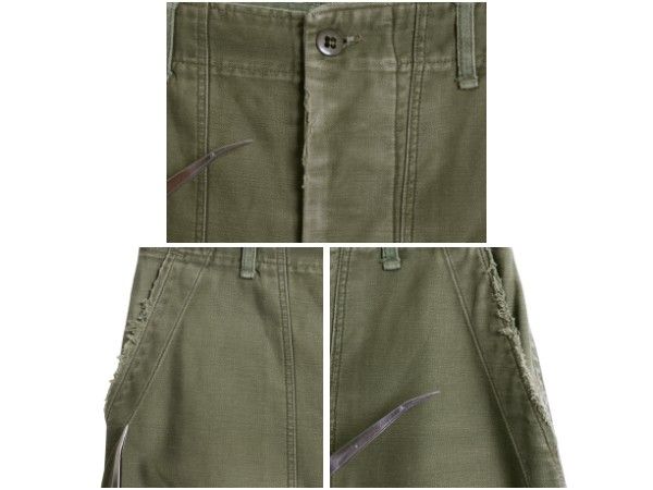 60s ★ 米軍実物 US ARMY コットン サテン ベイカー パンツ 実寸 28 31 程 ヴィンテージ アジャスター付き ファティーグ ユーティリティ 緑 お得なクーポン配布中!】 60s ☆ 米軍実物 US ARMY コットン サテン