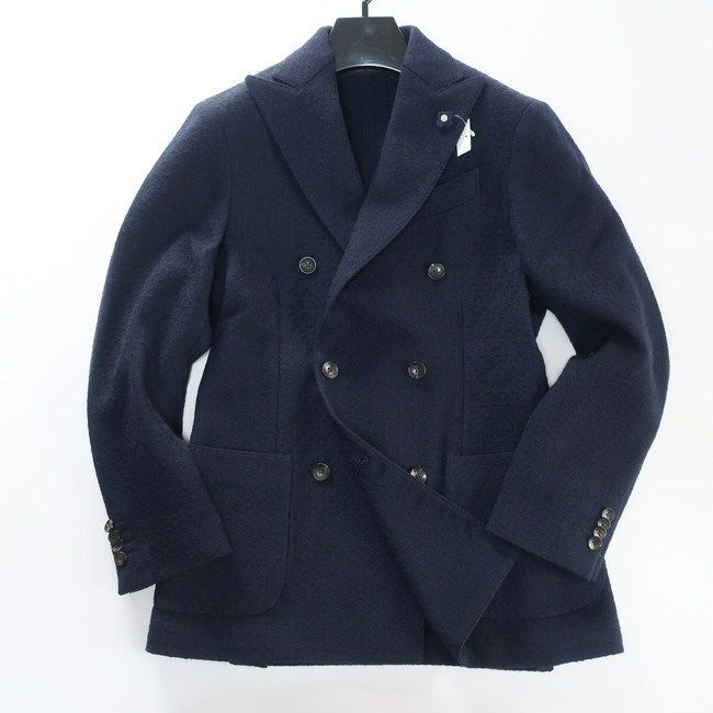 極美品 ラルディーニ LARDINI ダブルジャケット/国内正規 ネイビー 42（5738)bhfjj