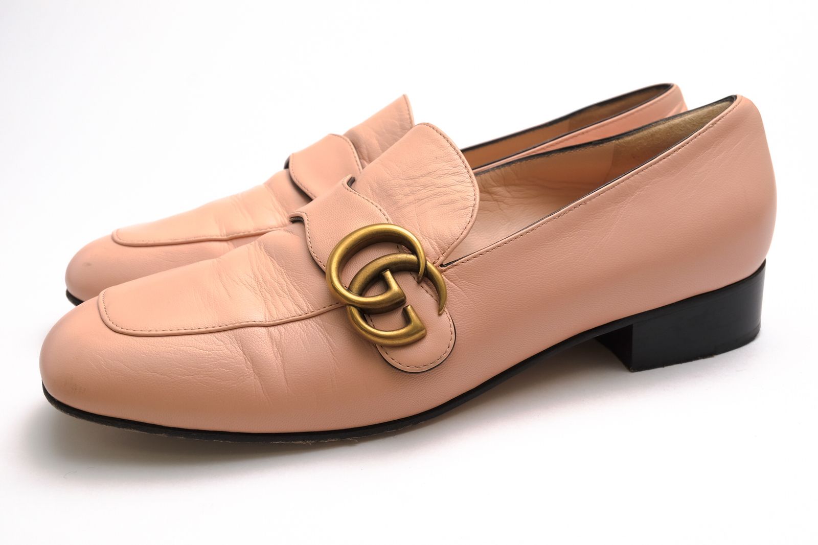 グッチ／GUCCI コインローファー ペニーローファー シューズ 靴 レディース 女性 女性用 レザー 革 本革 ピンク 602496 25mm Marmont Leather Loafer ダブルG GGマーモット金具 レザーソール