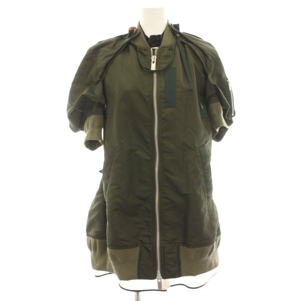 サカイ sacai MA-1 レイヤード ワンピース ミニ ドッキング 2 カーキ 白 ホワイト 22-06060 /HN ■BM