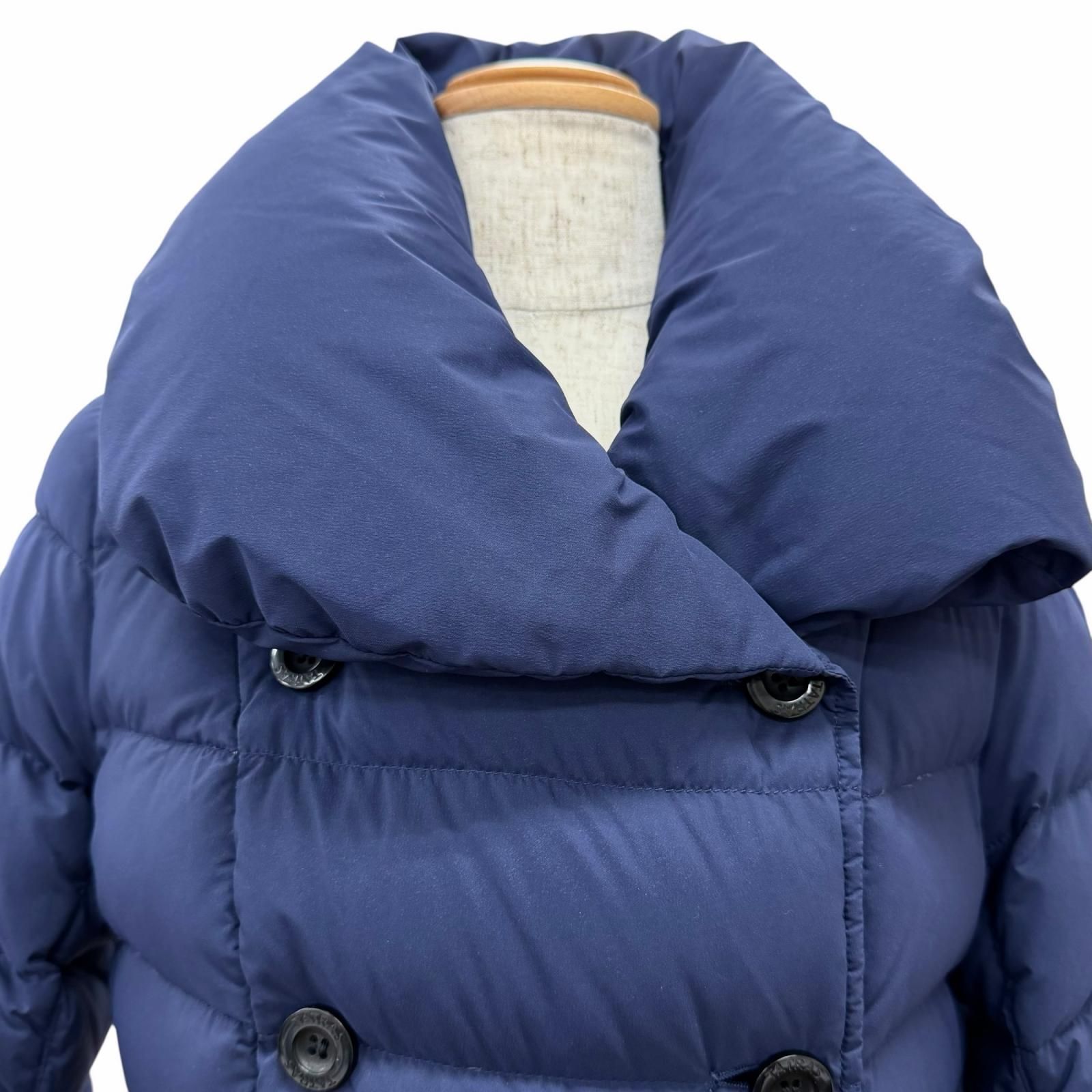 【美品】タトラス ノーブル別注 ウールショールカラーダウンコート 紺 ロゴ 美品△TATRAS タトラス LTA17A4487 AGOGNA アゴーニャ ベルト付き ロゴ