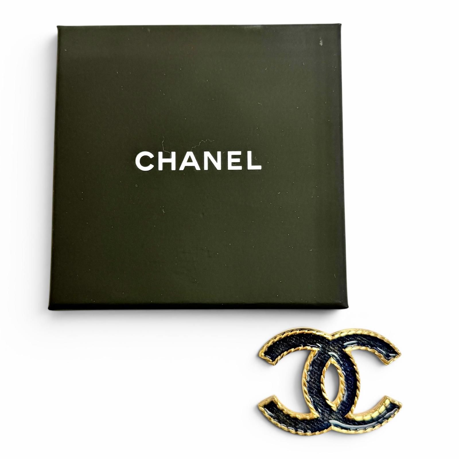 極美品△CHANEL シャネル I24P ABC726 ココマーク デニム ブローチ