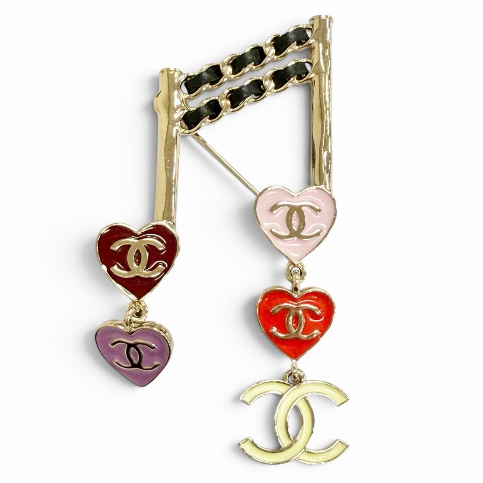 極美品△CHANEL シャネル L24A ABE085 ココマーク ハート 音符 