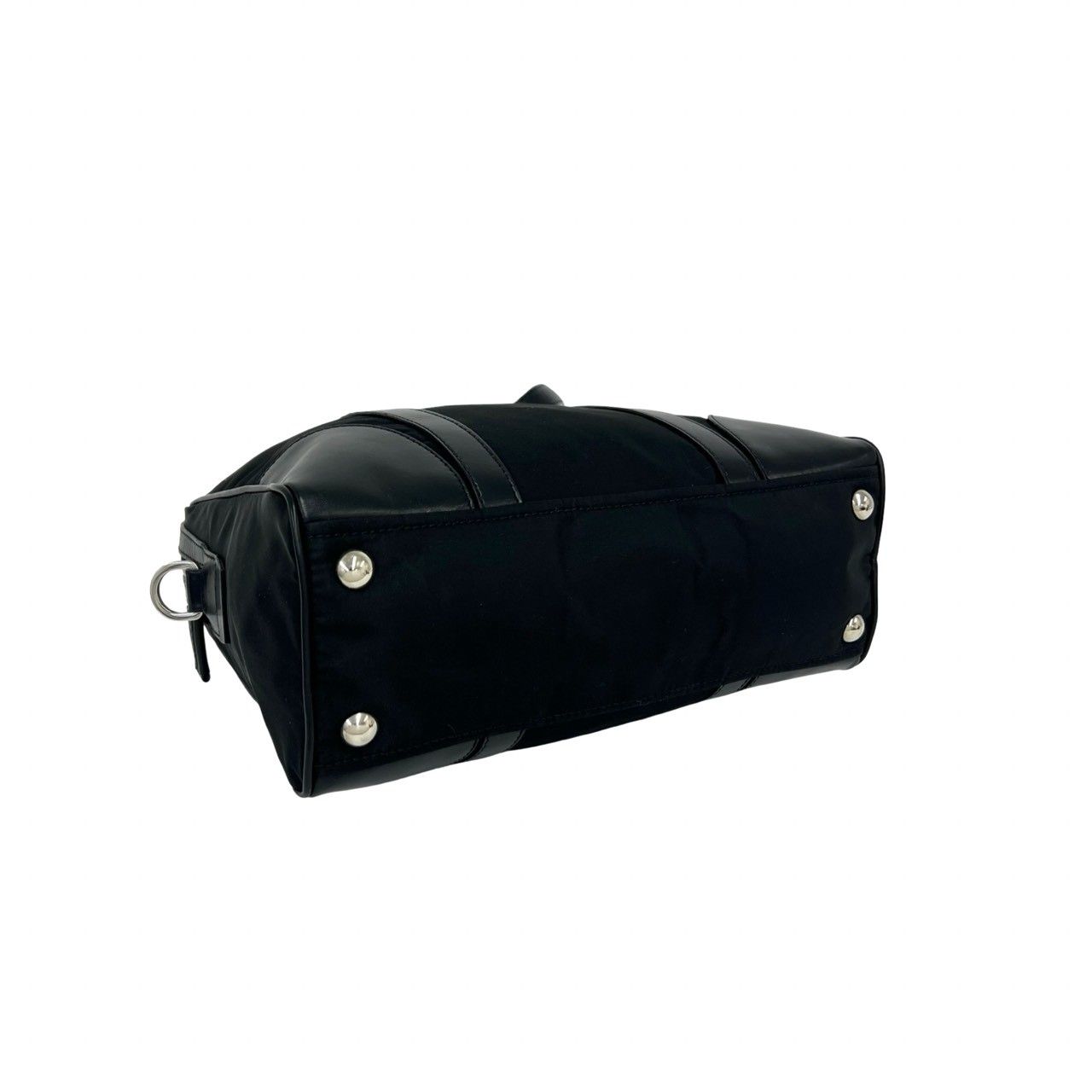 極 美品 PRADA プラダ 三角ロゴ プレート 金具 ナイロン レザー 本革 