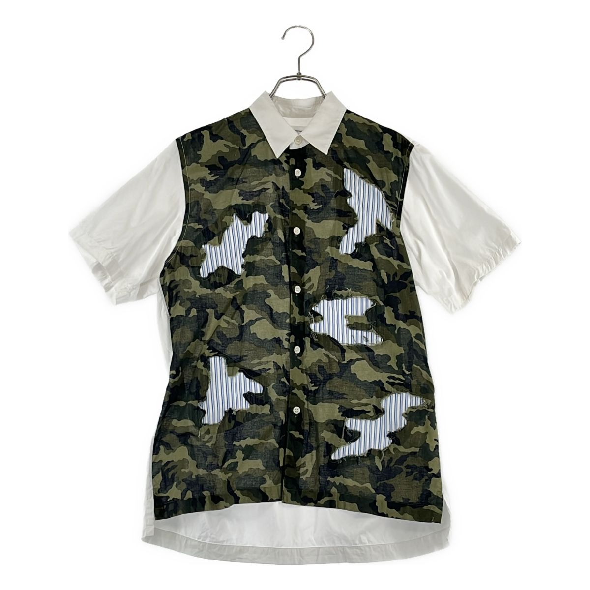 COMME des GARCONS SHIRT / コムデギャルソンシャツ | 2016SS | カモフラージュ ストライプ パッチワーク 半袖シャツ | S | マルチカラー | メンズ