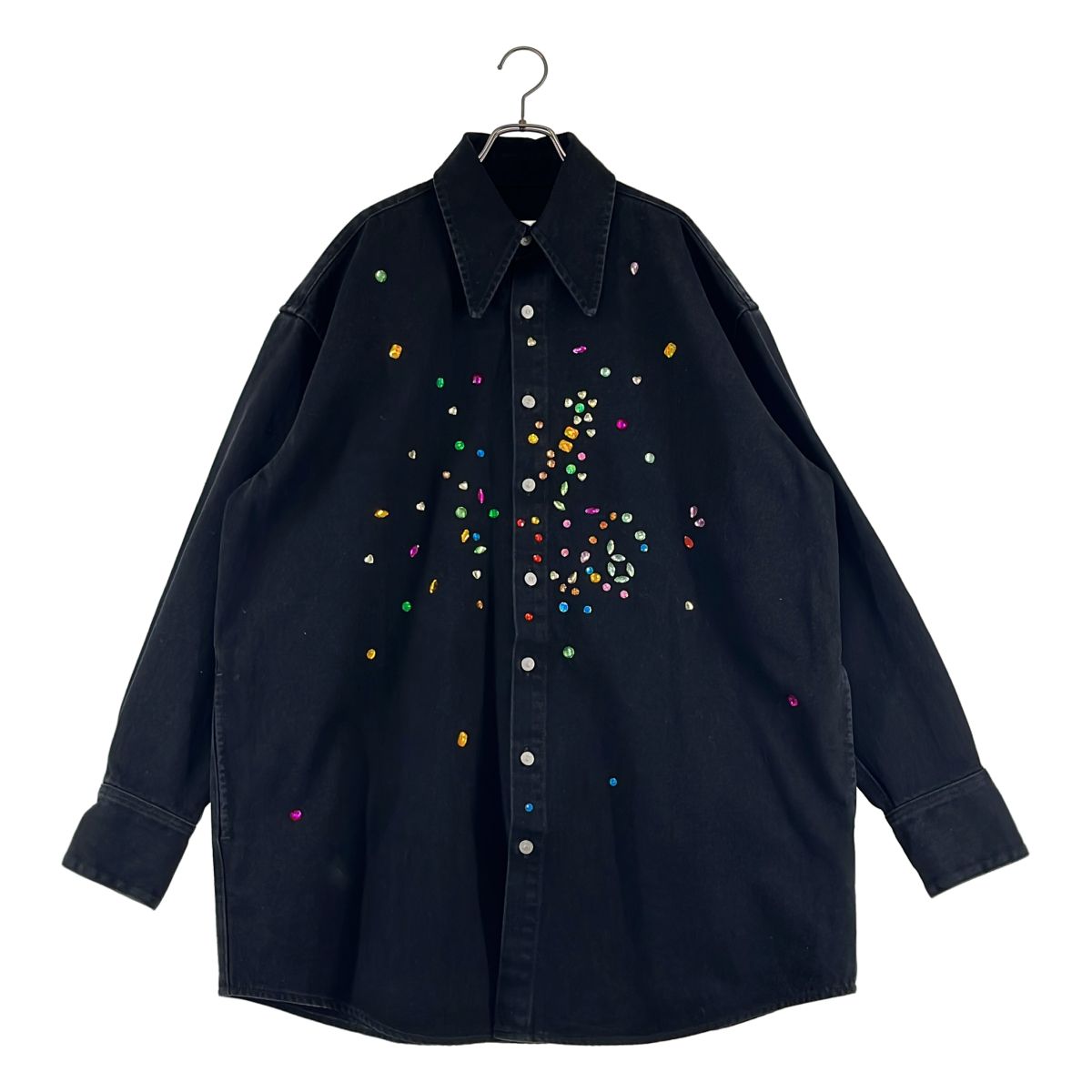 MM6 Maison Margiela / エムエムシックスメゾンマルジェラ | 2022AW | ビジュー装飾 オーバーサイズ ロングデニムジャケット | 42 | ブラック | レディース