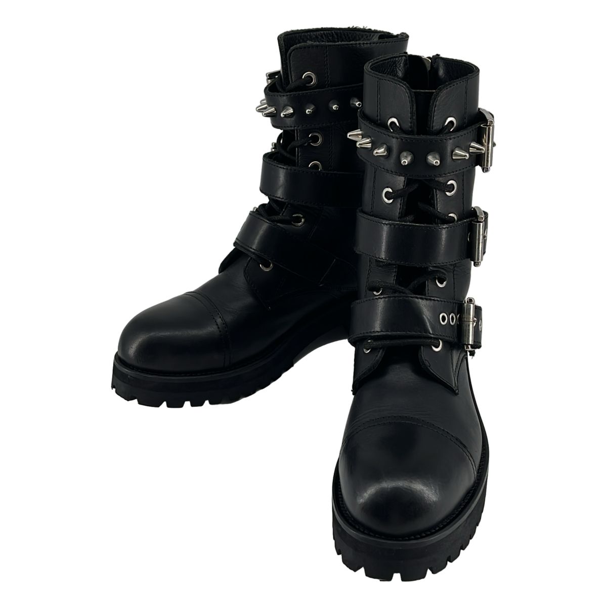 【美品】 None / | DOUDUP / ダンダップ / レザー バックジップ 3ベルト アンクルブーツ | 37 | ブラック | レディース