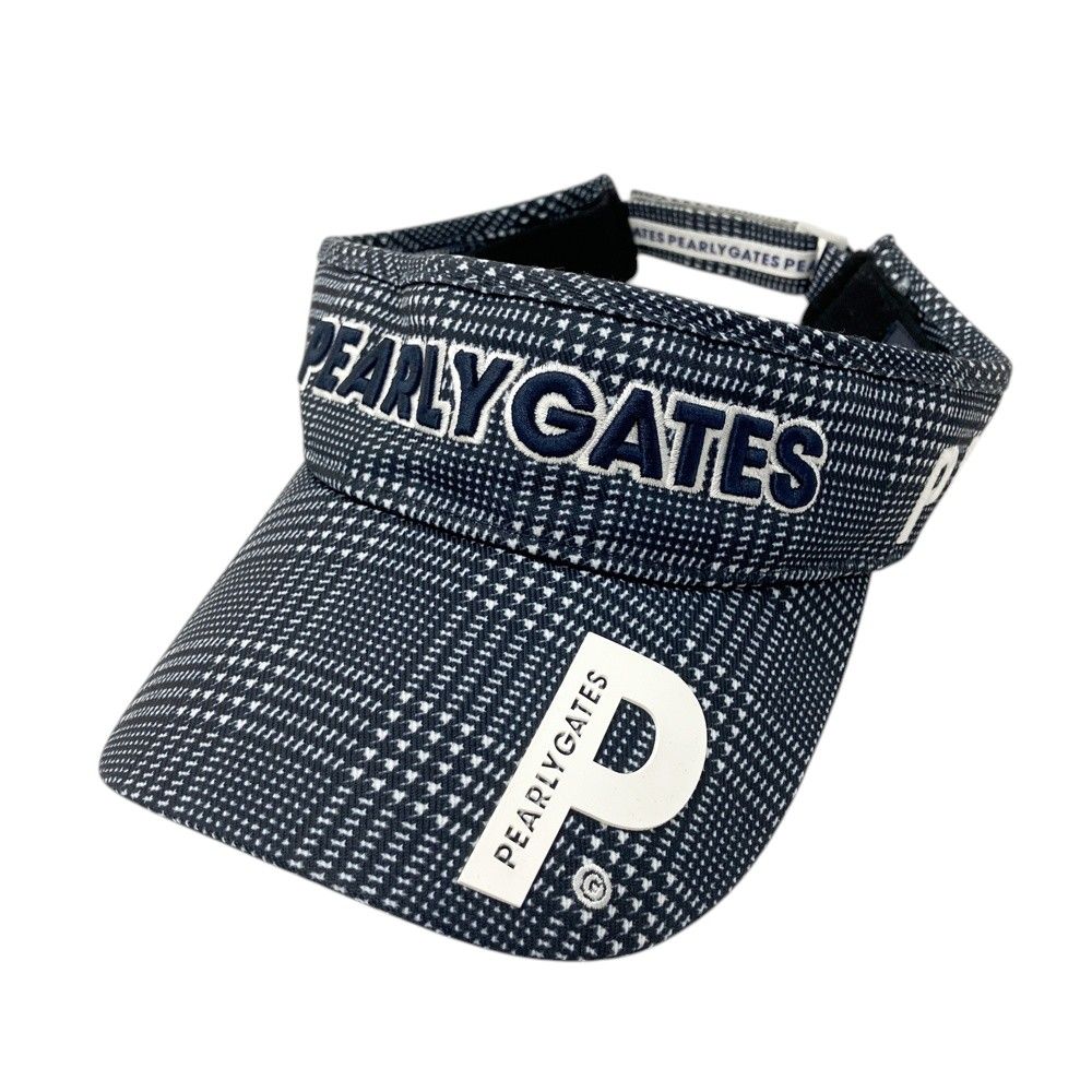 PEARLY GATES パーリーゲイツ サンバイザー グレンチェック柄 ネイビー