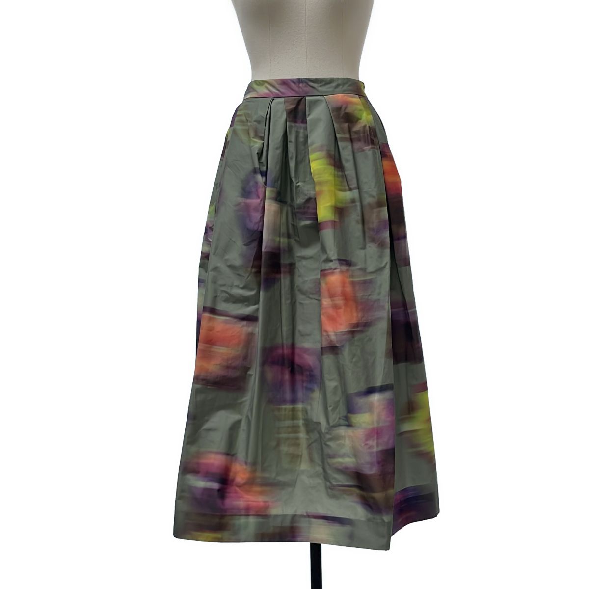 DRIES VAN NOTEN / ドリスヴァンノッテン | 2022SS | プリント タックボリューム ロングスカート | 38 | マルチカラー | レディース