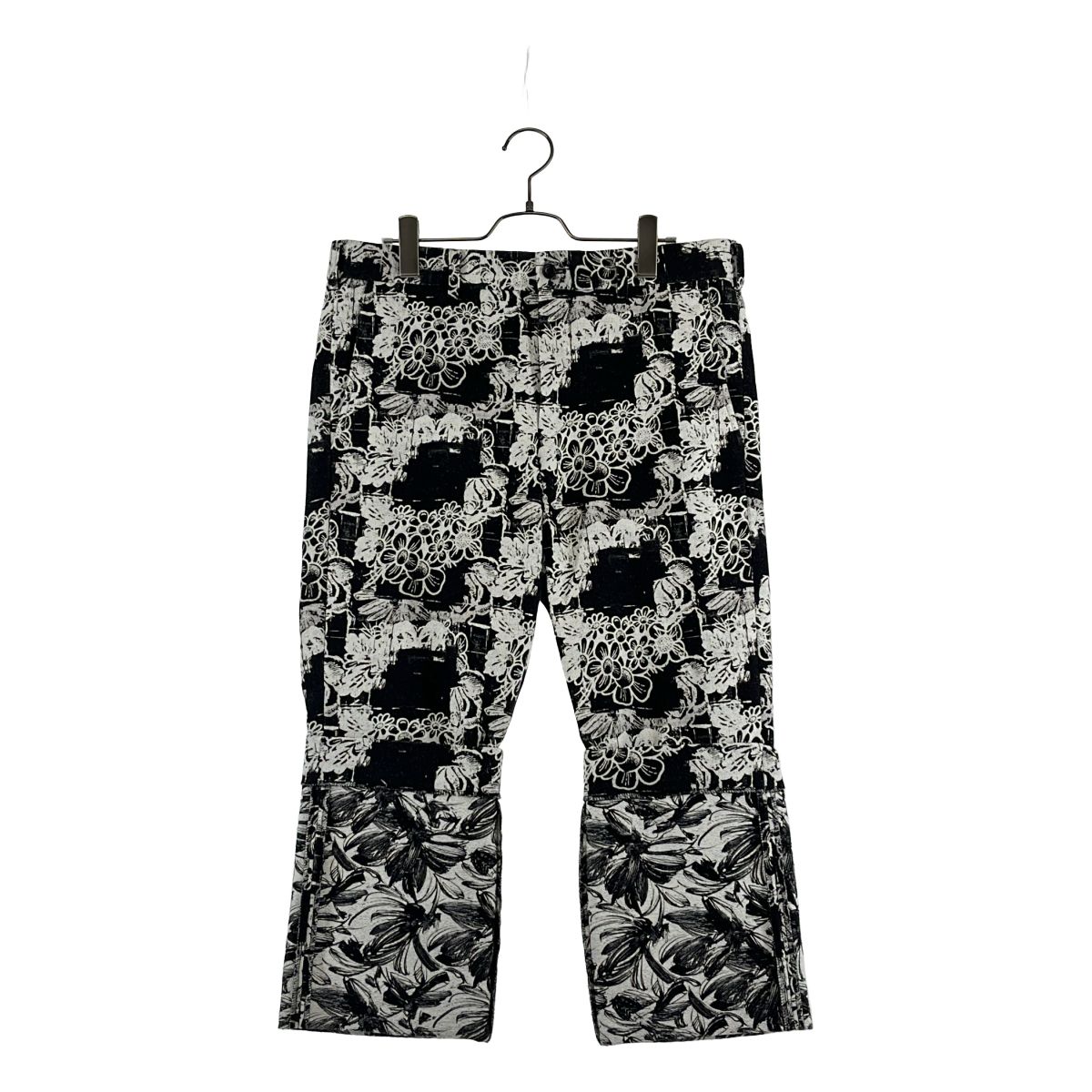 COMME des GARCONS HOMME PLUS / コムデギャルソンオムプリュス | 2022SS | フローラル ジャガード クロップドパンツ | M | ブラック/ホワイト | メンズ