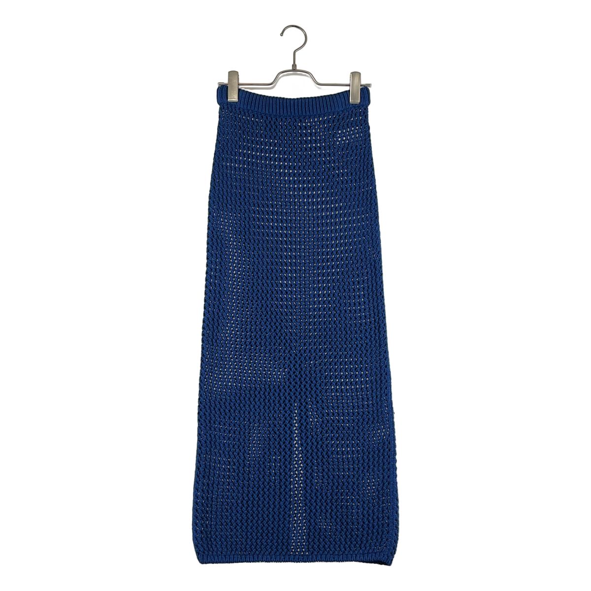 【美品】 AURALEE / オーラリー | 2024AW | COTTON LILY YARN MESH KNIT SKIRT / バックスリット ニット スカート | 0 | ブルー | レディース