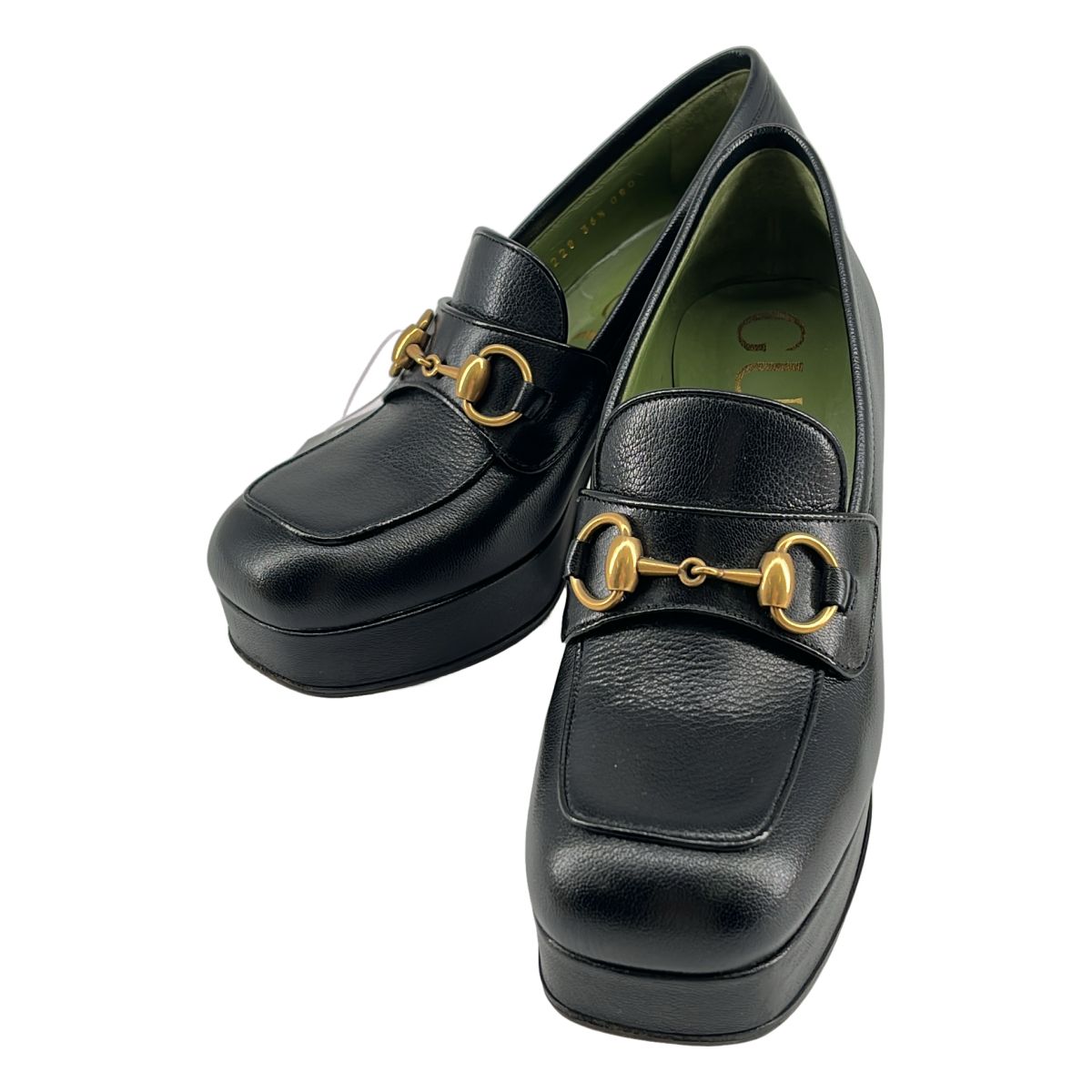 【美品】 GUCCI / グッチ | ホースビット レザー プラット ローファー | 36 1/2 | ブラック | レディース