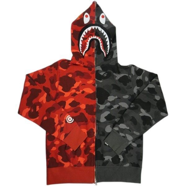 Size【M】 A BATHING APE ア ベイシング エイプ 24SS COLOR CAMO SEPARATE SHARK FULL ZIP HOODIE RED/BLACK シャークパーカー マルチ 【中古品-良い】 30010250