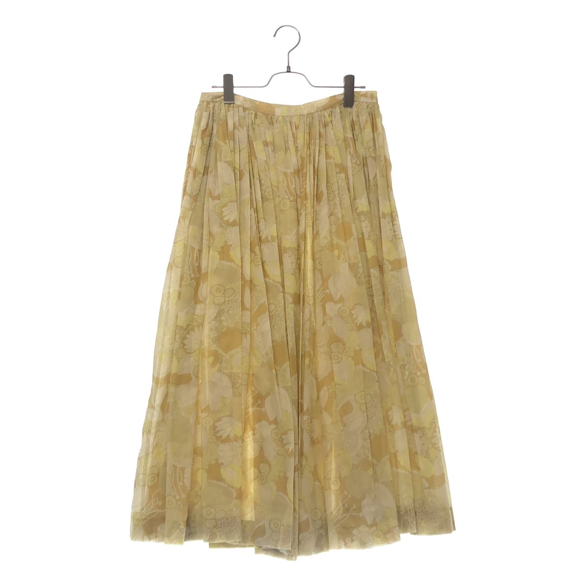 DRIES VAN NOTEN / ドリスヴァンノッテン | 総柄プリント ギャザー ロングスカート | 36 | イエロー系 | レディース