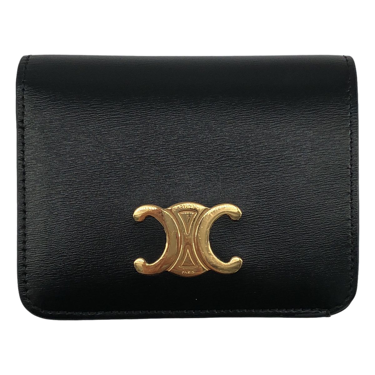 CELINE / セリーヌ | トリオンフ コンパクト ウォレット | ブラック/ゴールド | レディース