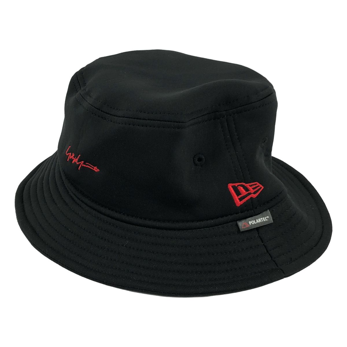 YOHJI YAMAMOTO POUR HOMME / ヨウジヤマモトプールオム | ×NEW ERA / ロゴ 刺しゅう バケットハット | M/L | ブラック | メンズ