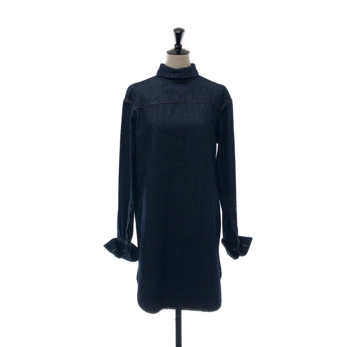 DRIES VAN NOTEN / ドリスヴァンノッテン | コットン デニム ロング プルオーバーシャツ | XS | インディゴ | レディース