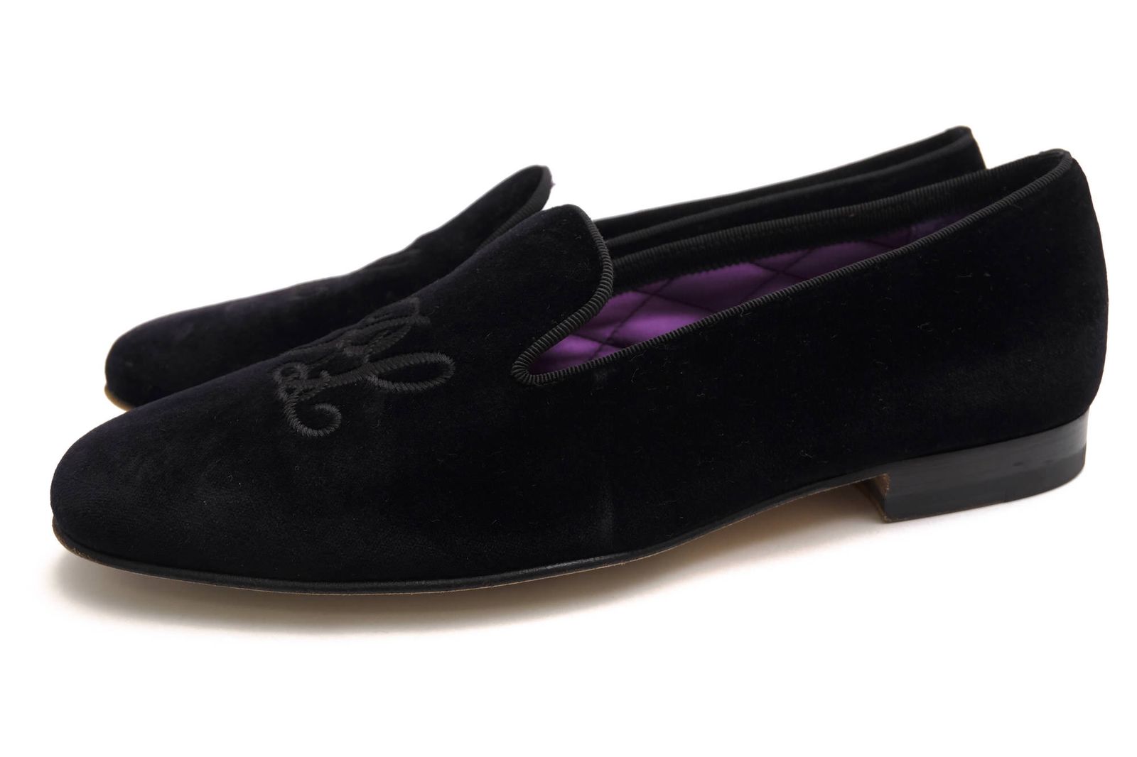 ラルフローレン／RALPH LAUREN スリッポン シューズ 靴 メンズ 男性 男性用 コットン 綿 キャンバス ブラック 黒 Alonzo Embroidered Velvet Slipper ロゴ刺繍 レザーソール