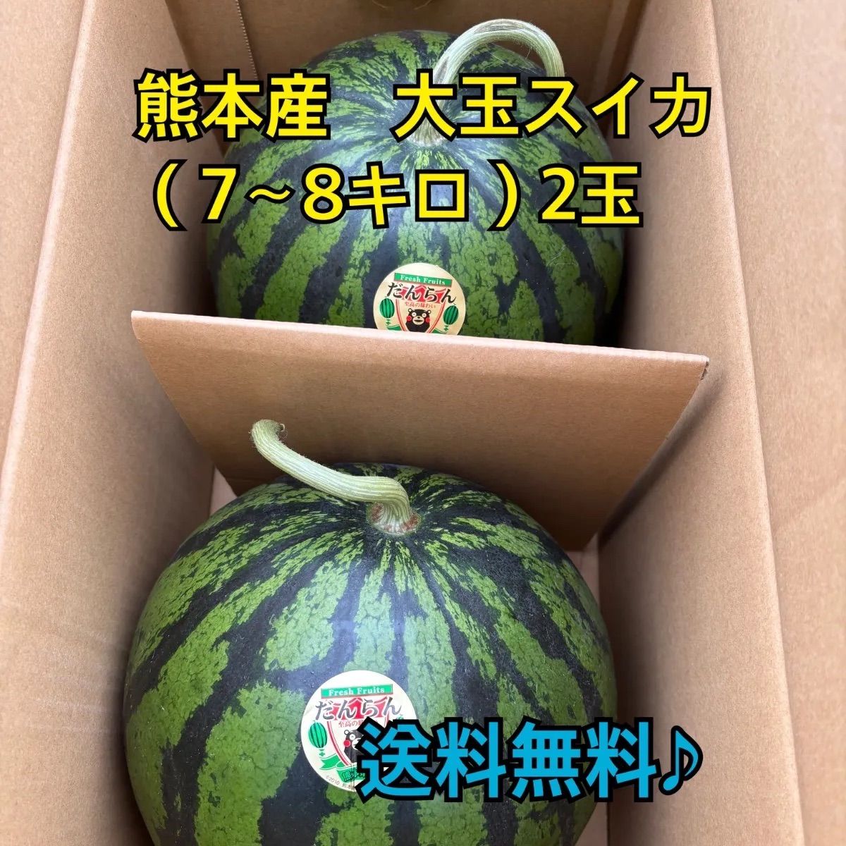 熊本県産 大玉スイカ 2玉(7-8kg) 産地直送 - メルカリ
