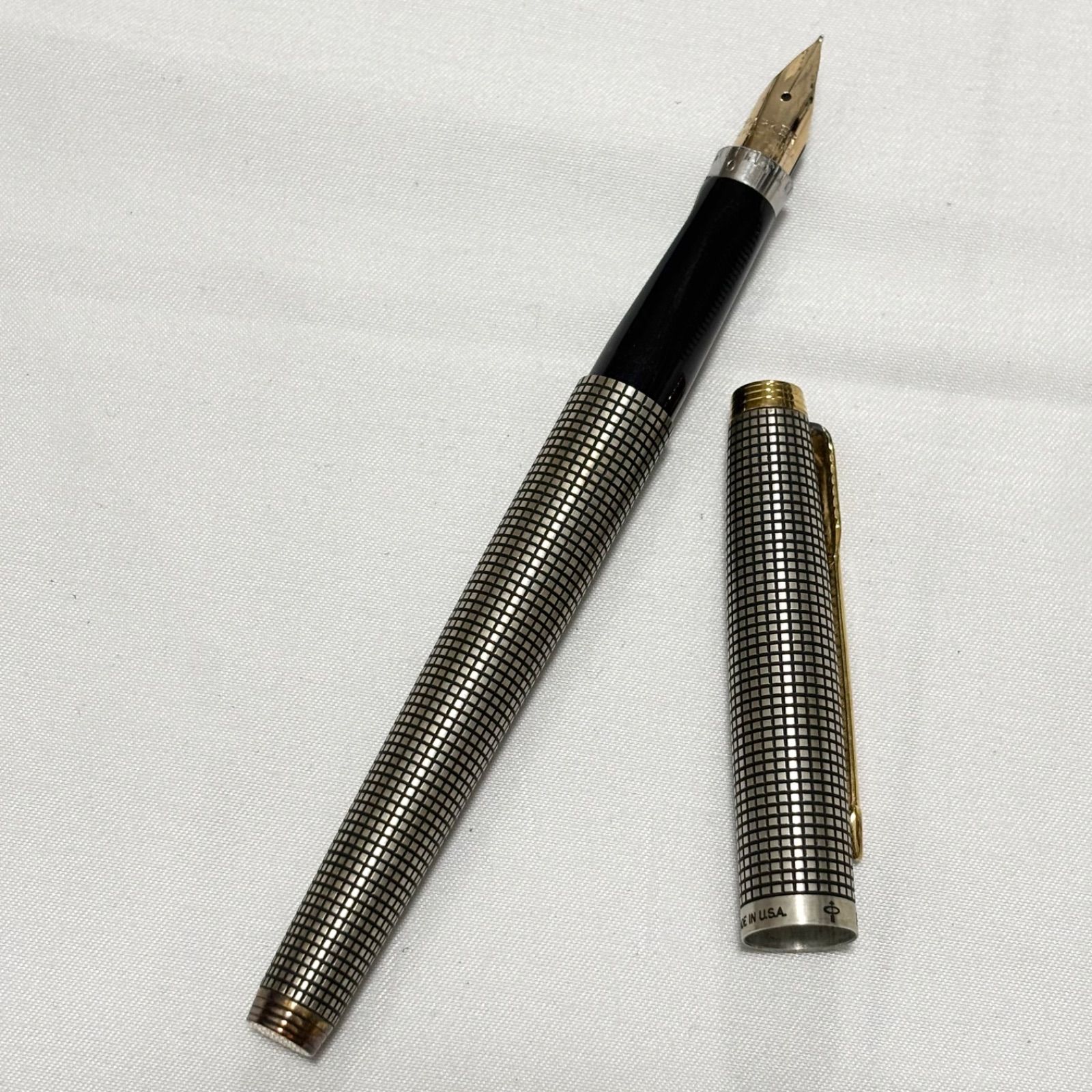 【送料無料】PAKER/パーカー/万年筆/シルバー×ゴールド/ペン先14K/スターリングシルバー/筆記用具/文房具/筆記未確認/中古品