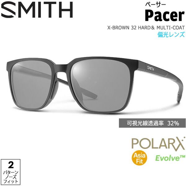 SMITH スミス PACER ペーサー MATTE BLACK X-GRAY 27 HARD＆ MULTI-COAT ポララックス偏光レンズ サングラス 釣り 登山 ゴルフ 自転車 ラン ドライブ ウインタースポーツ