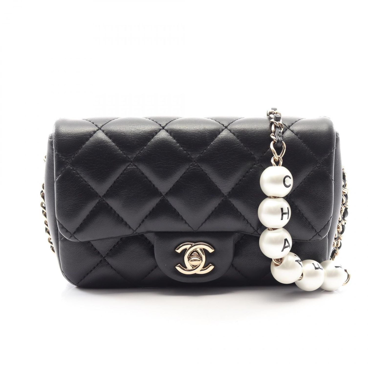 シャネル CHANEL ショルダーバッグ マトラッセ スモールフラップ ブラック ラムスキン（羊革） マトラッセ スモールフラップ チェーンショルダー レディース