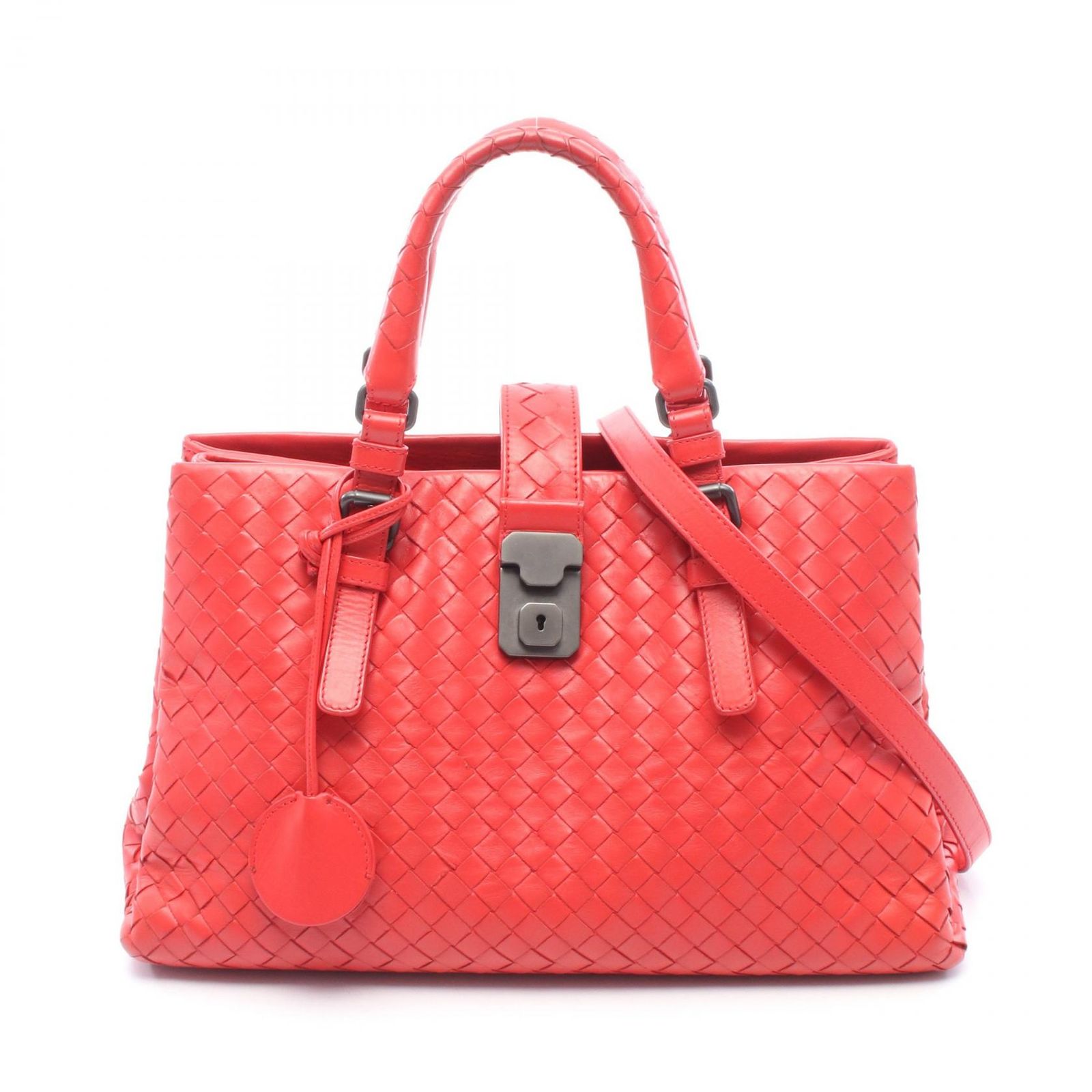 ボッテガヴェネタ BOTTEGA VENETA ハンドバッグ イントレチャート 2WAY レッド レザー イントレチャート 2wayハンドバッグ レディース Used A