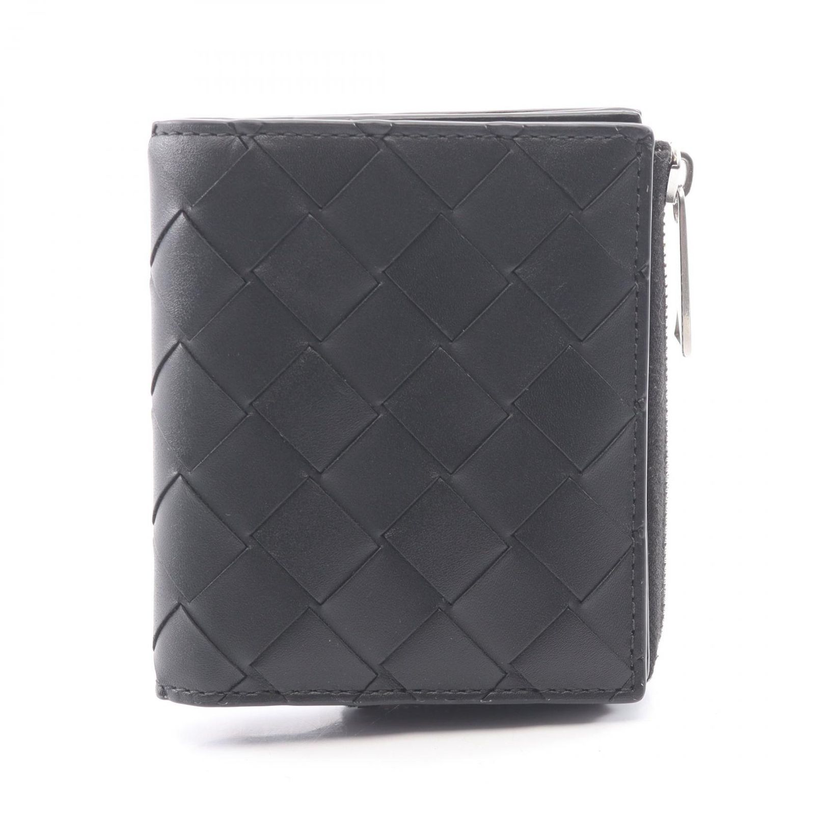 ボッテガヴェネタ BOTTEGA VENETA 二つ折り財布 イントレチャート 775546 ブラック レザー イントレチャート 二つ折りファスナーウォレット メンズ Used A
