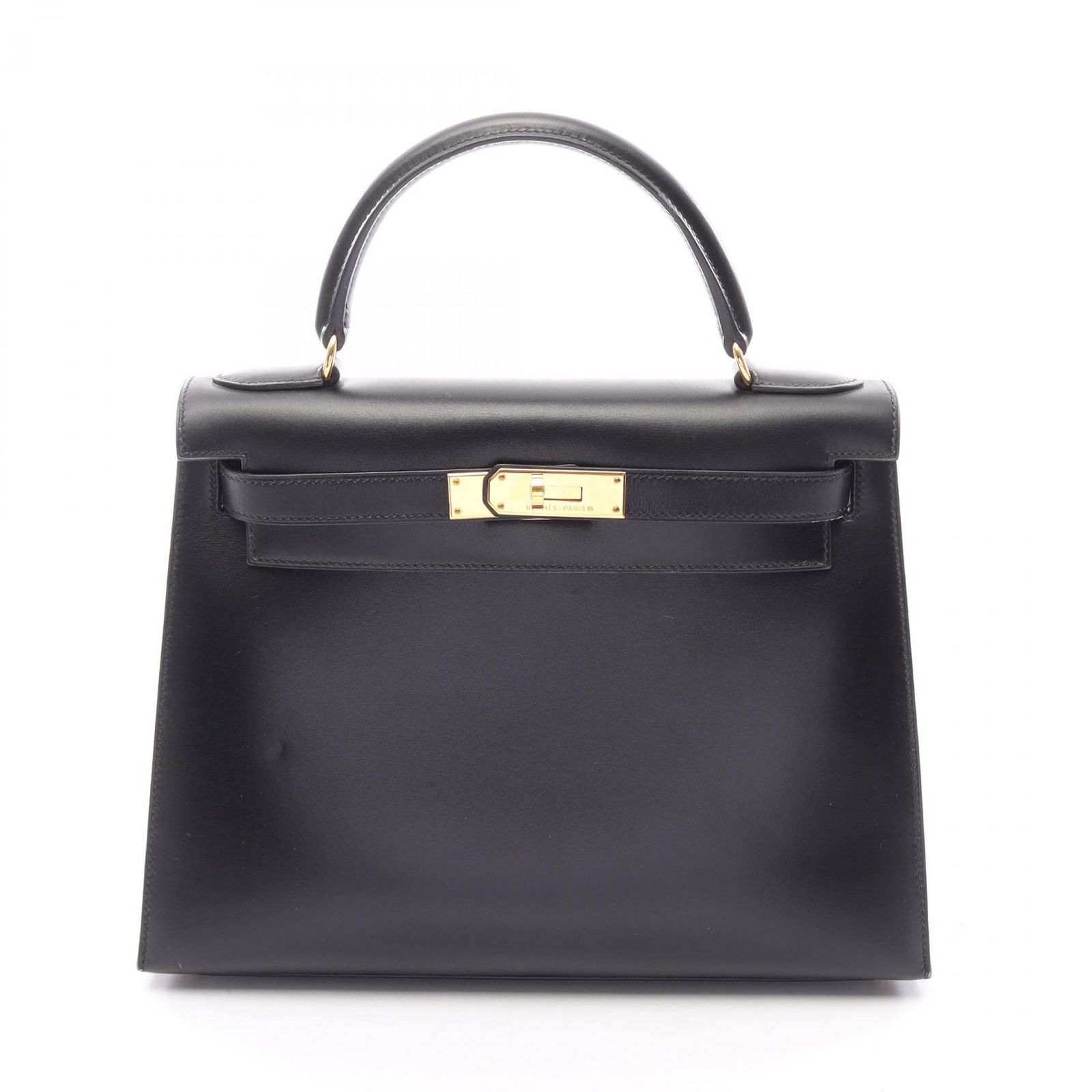 エルメス HERMES ハンドバッグ ケリー28 外縫い 2WAY ブラック カーフ（牛革） ケリー28 ブラック レディース Used A