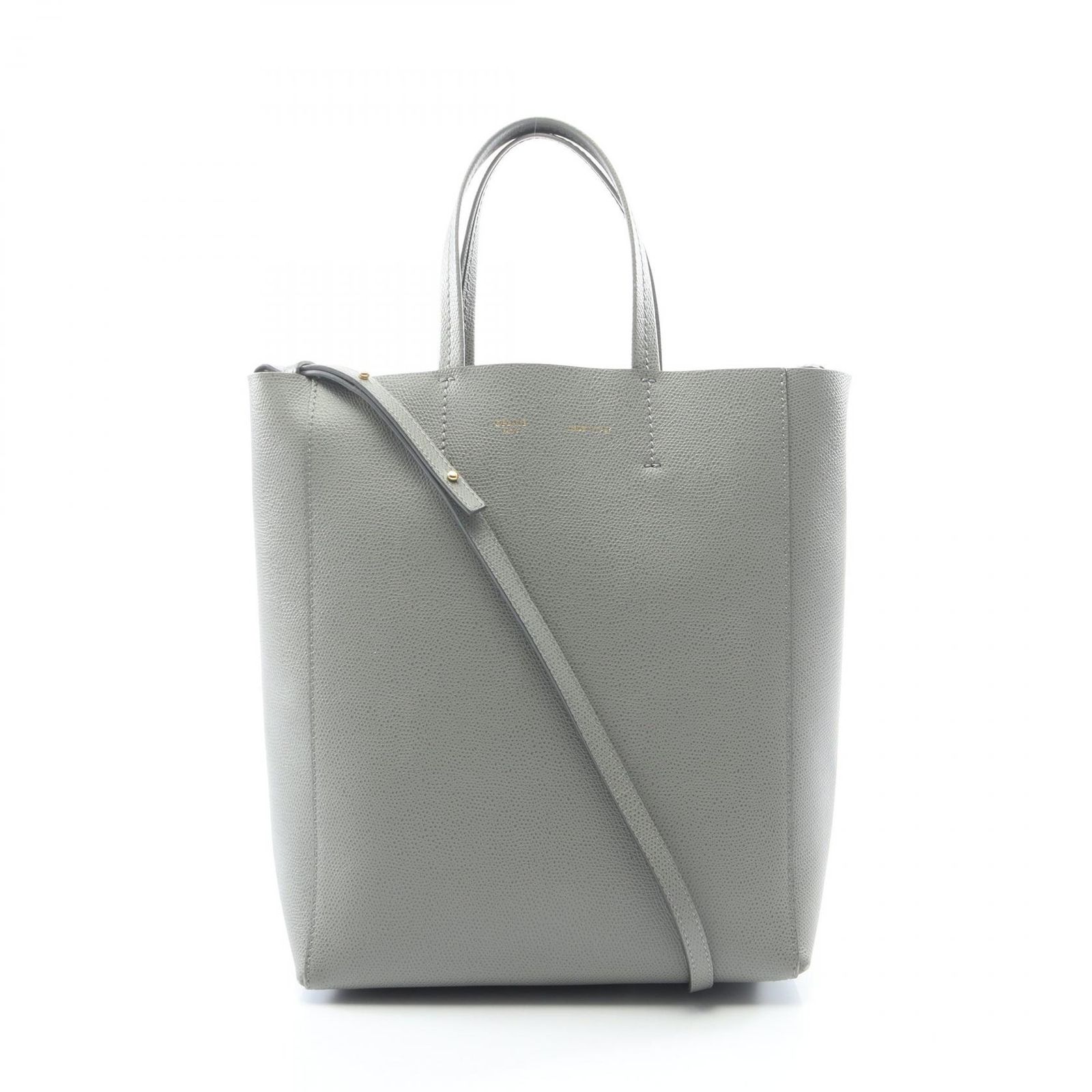 セリーヌ CELINE トートバッグ バーティカル スモール カバ 2WAY グレー レザー バーティカル カバ スモール レディース Used B