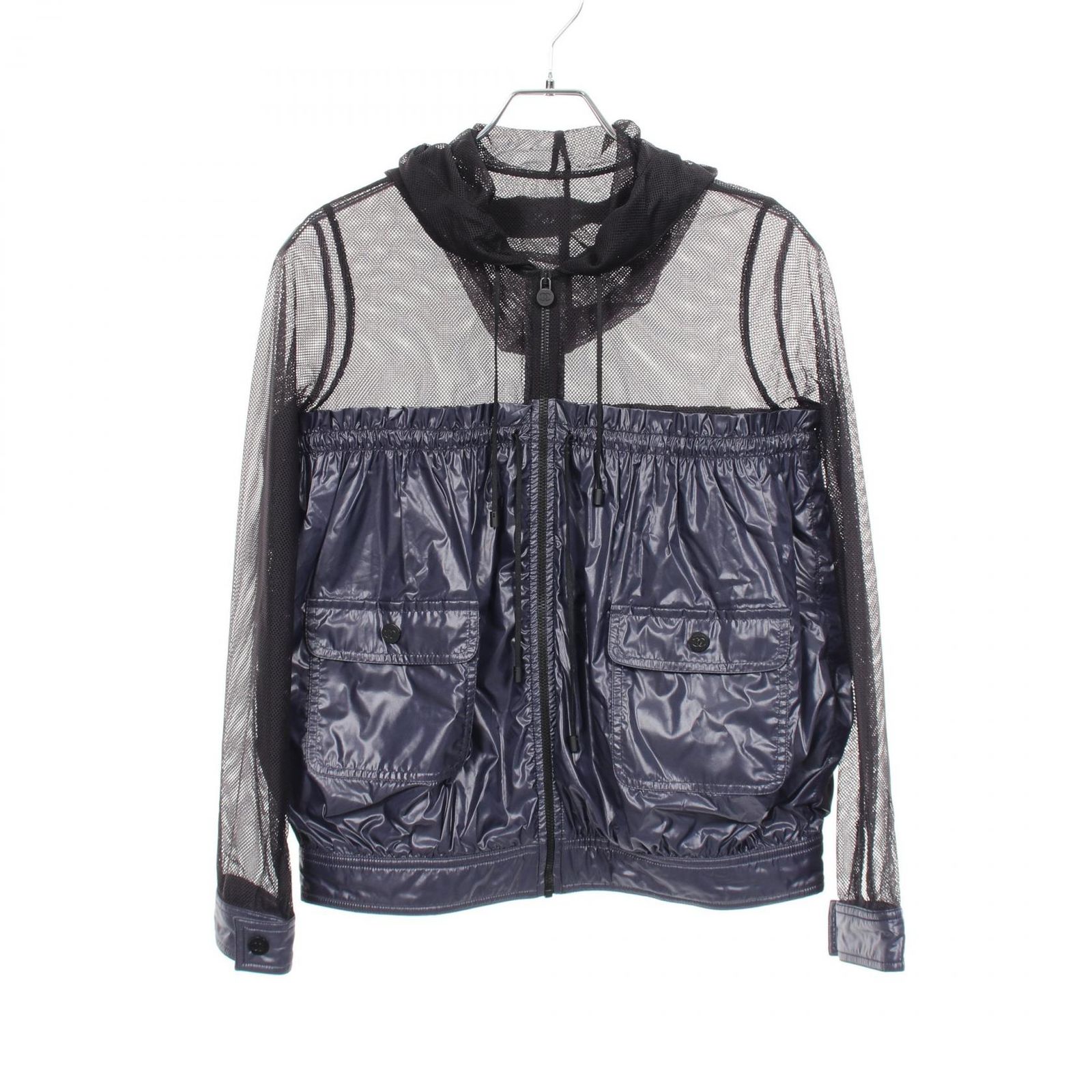 シャネル CHANEL ココマークボタン メッシュ切替 フード付き P43471W05101 ナイロン ジャケット レディース Used A