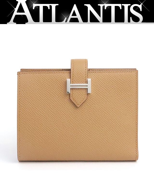 【広尾店】新品 エルメス HERMES ベアンコンパクト 二つ折り財布 エプソン ビスキュイ K刻印(2025年) SV金具 【19317】