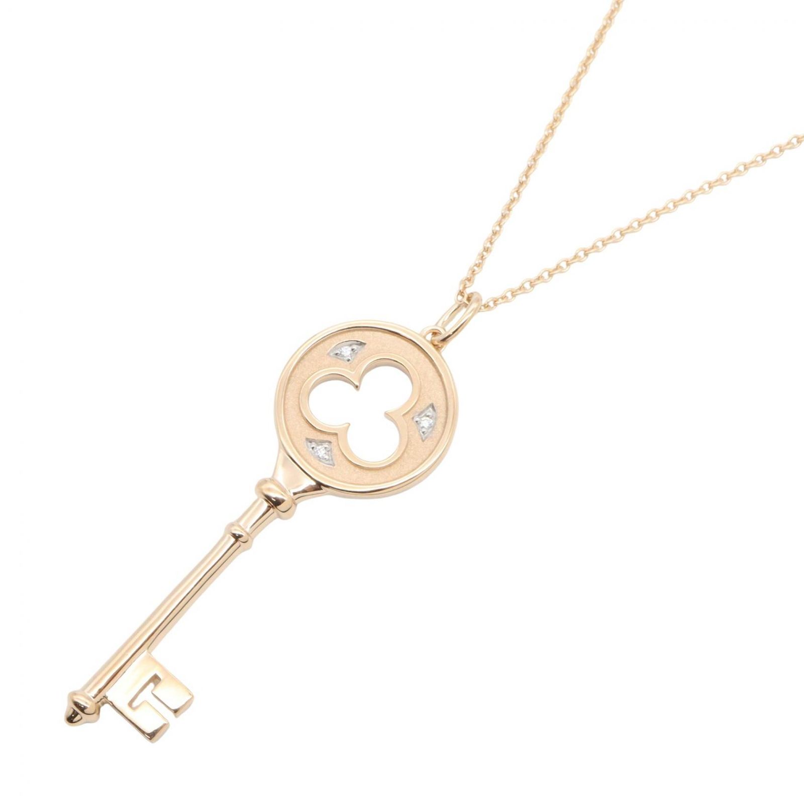 ティファニー TIFFANY＆CO ネックレス クローバーキー 3PD ネックレス 首回り45.5㎝ K18PG（ピンクゴールド） ダイヤモンド クローバーキー 3PD ネックレス レディース
