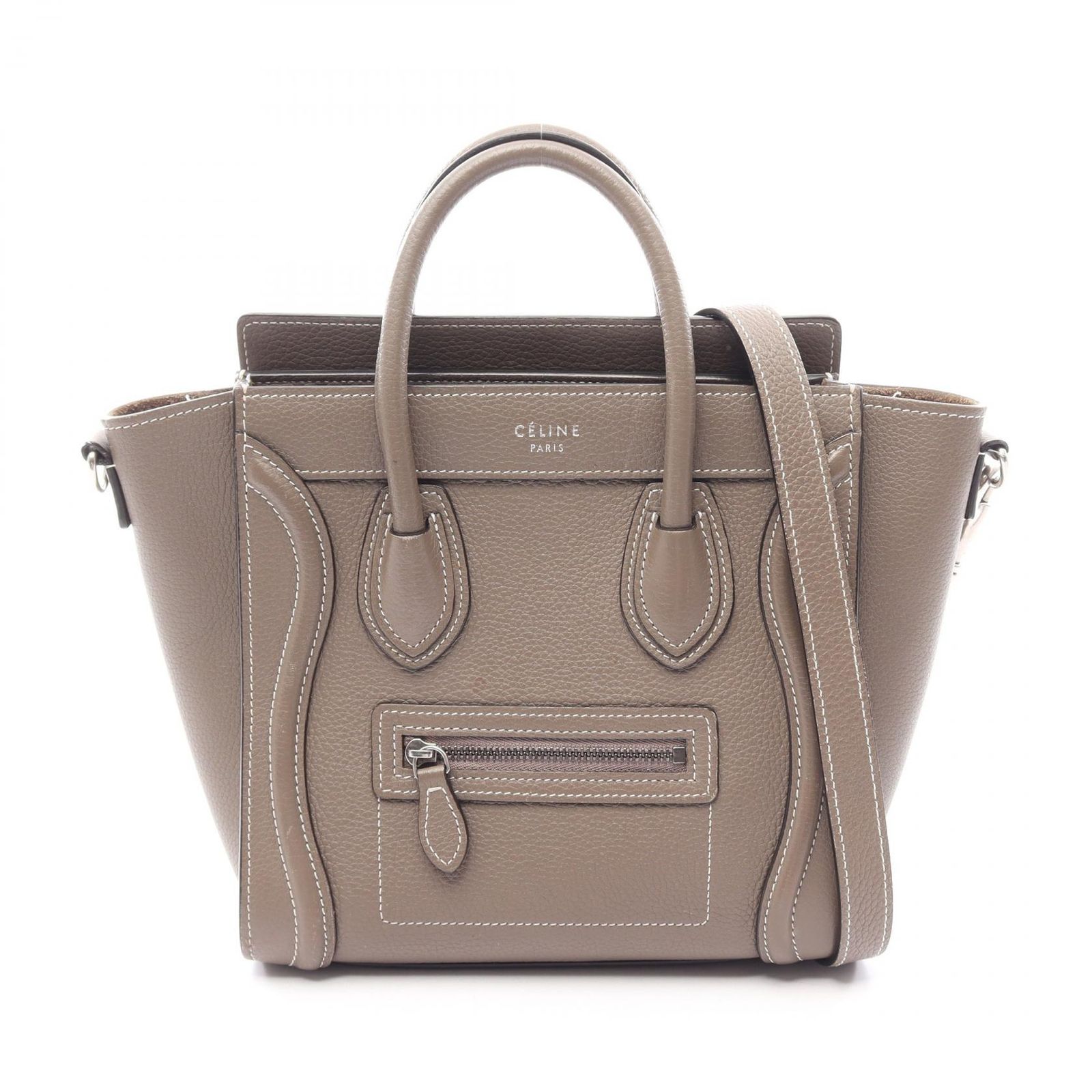 セリーヌ CELINE ハンドバッグ ラゲージ ナノショッパー 2WAY 189243 グレージュ レザー ラゲージ ナノ ショッパー レディース Used B