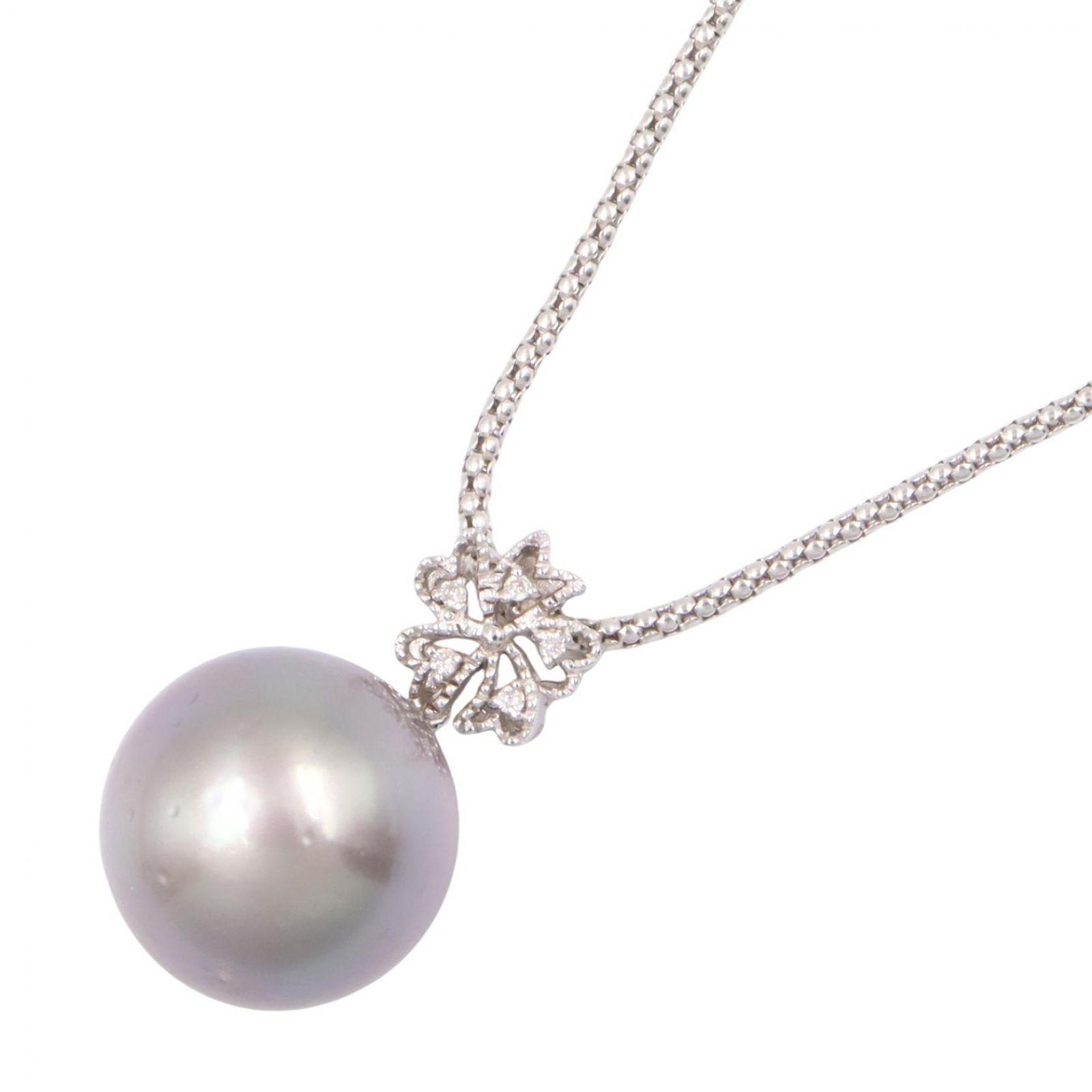 ジュエリー JEWELRY ネックレス ブラックパール ダイヤモンド ネックレス ﾌﾞﾗｯｸﾊﾟｰﾙ 10.6g 首回り45㎝ K18WG（ホワイトゴールド） ダイヤモンド ネックレス 104,390円