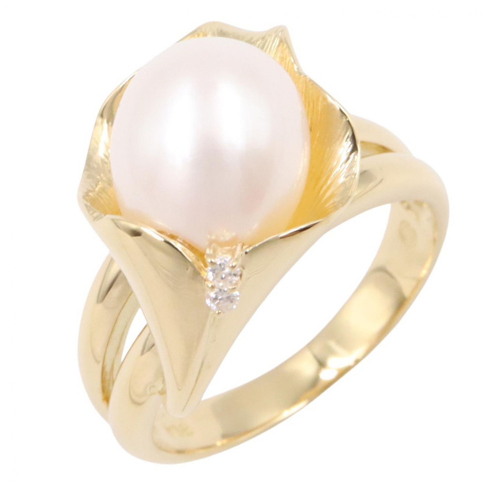 ジュエリー JEWELRY リング・指輪 パール ダイヤモンド リング ﾊﾟｰﾙ 8.0g #13 K18（イエローゴールド） ダイヤモンド パール リング レディース Used A