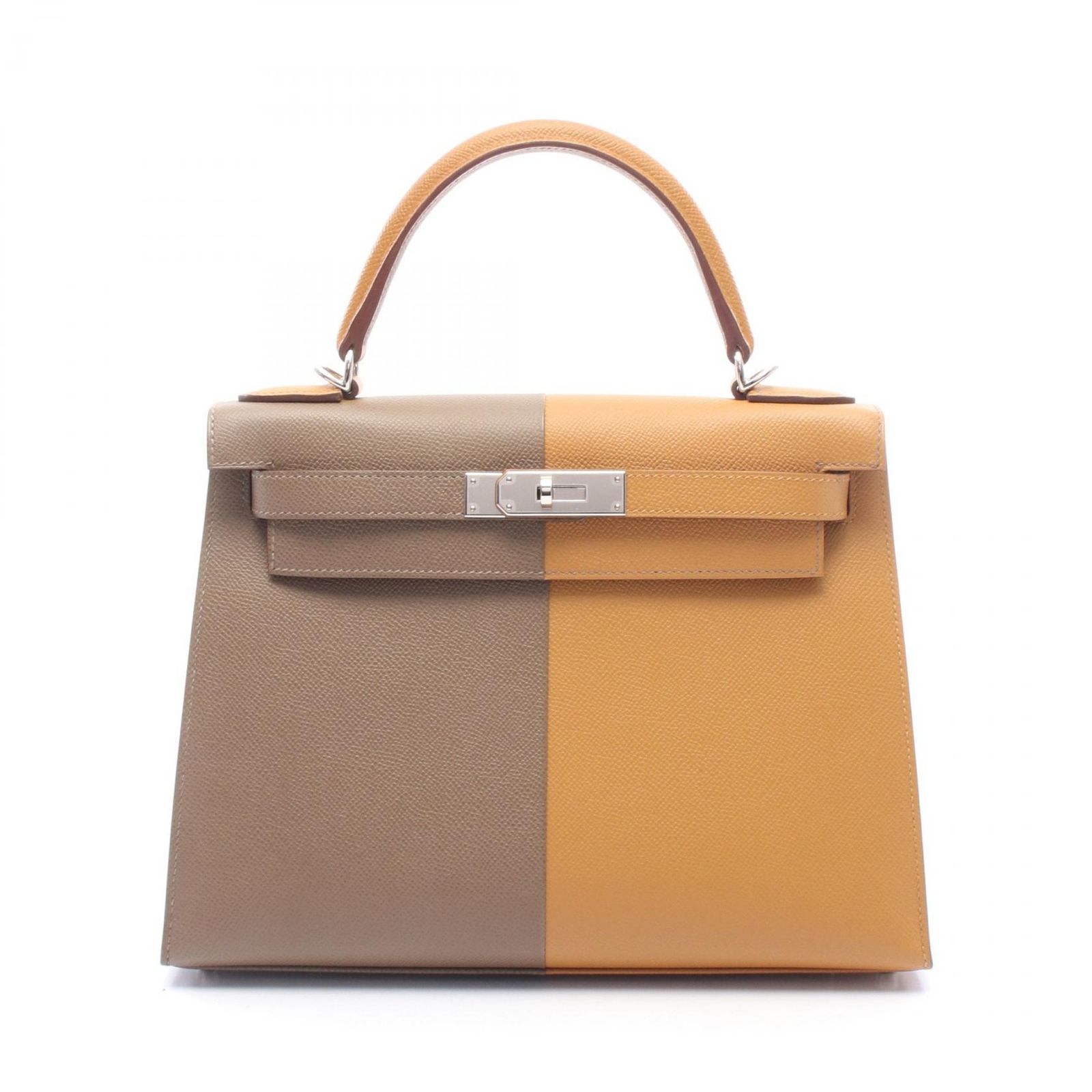 エルメス HERMES ハンドバッグ ケリー28 外縫い 2WAY セサミ/エトゥープ/ブルーインディ レザー ケリー28 セサミ/エトゥープ/ブルーインディゴ レディース Used A