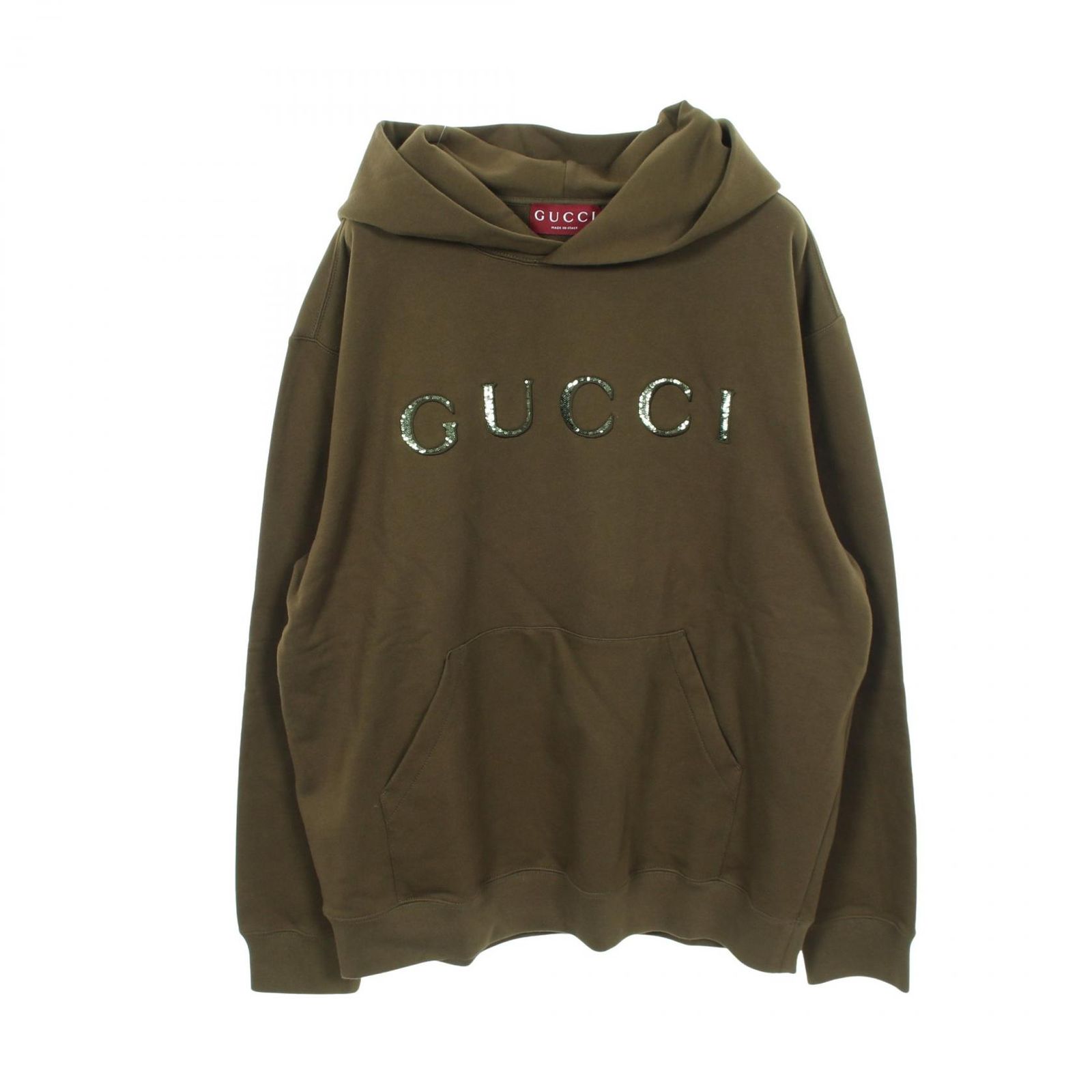 グッチ GUCCI パーカー スパンコールロゴ フーディ 854254 コットン プルオーバーパーカー メンズ Used A