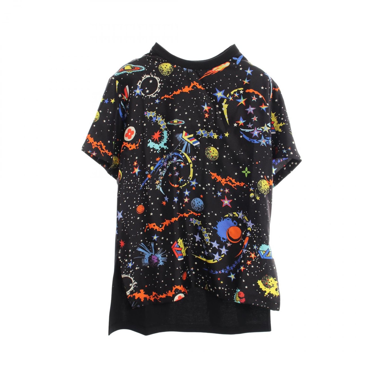 ルイ・ヴィトン LOUIS VUITTON 半袖Tシャツ ギャラクシー 総柄 RW211A AH8 FKTS97 シルク コットン Tシャツ レディース 未使用