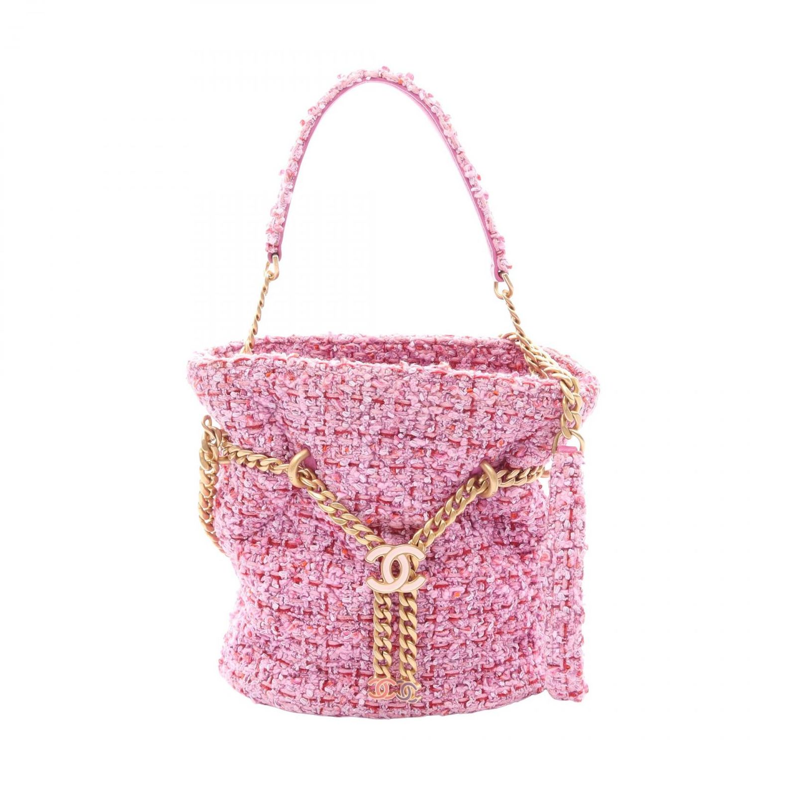 シャネル CHANEL ショルダーバッグ マトラッセ ドローストリング バケットバッグ 2WAY ピンク ファブリック マトラッセ ドローストリング バケットバッグ スモール