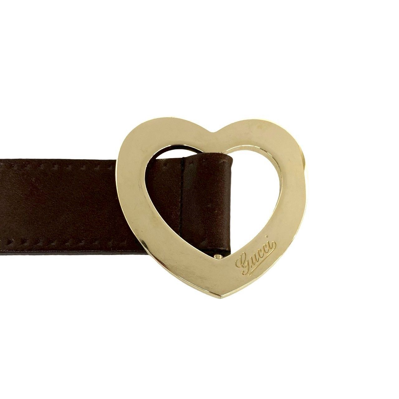 極 美品 希少品 GUCCI グッチ ハート ロゴ 刻印 金具 バックル レザー 