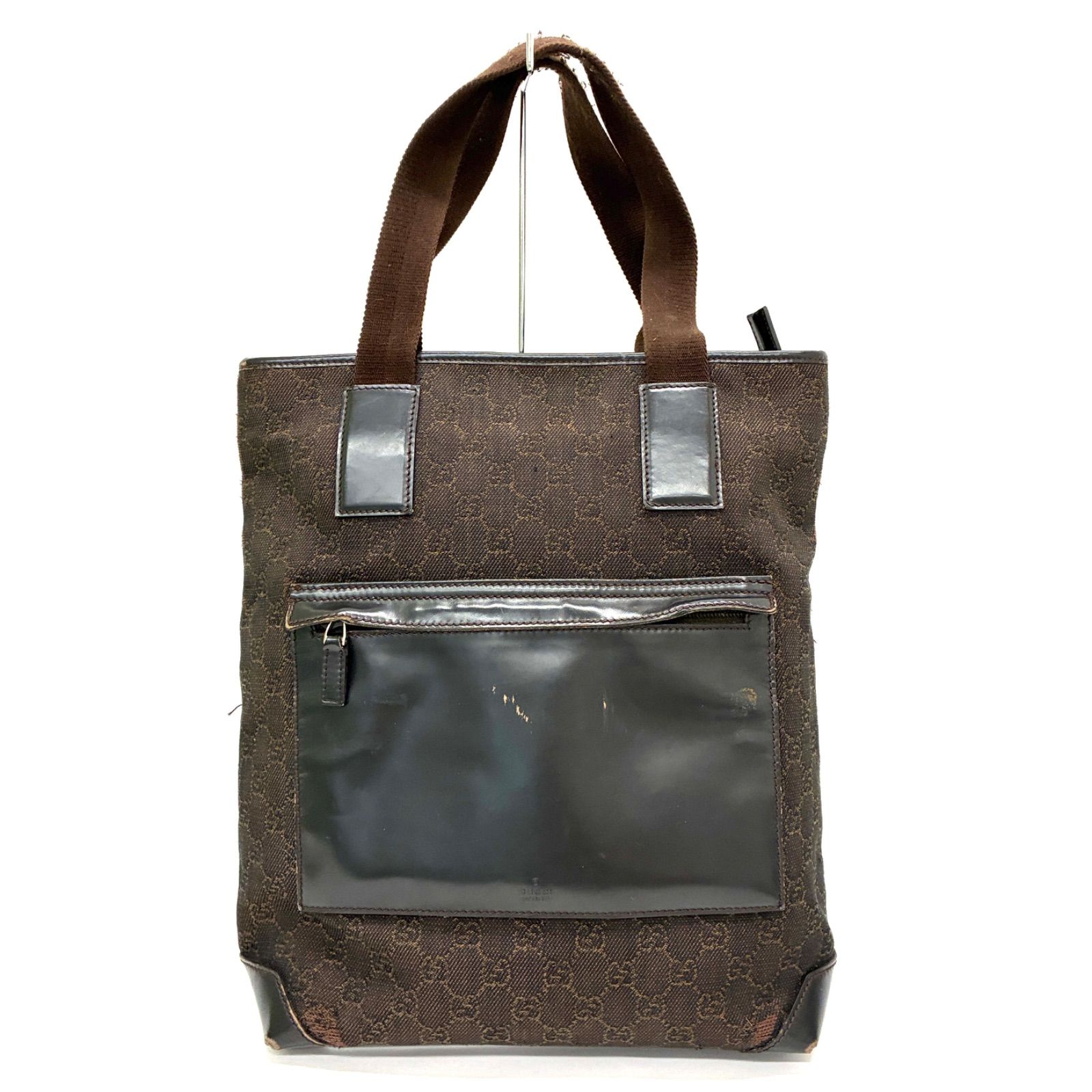 ◆GUCCI◆グッチ GGキャンバス レザー トートバッグ ダークブラウン ◆◆