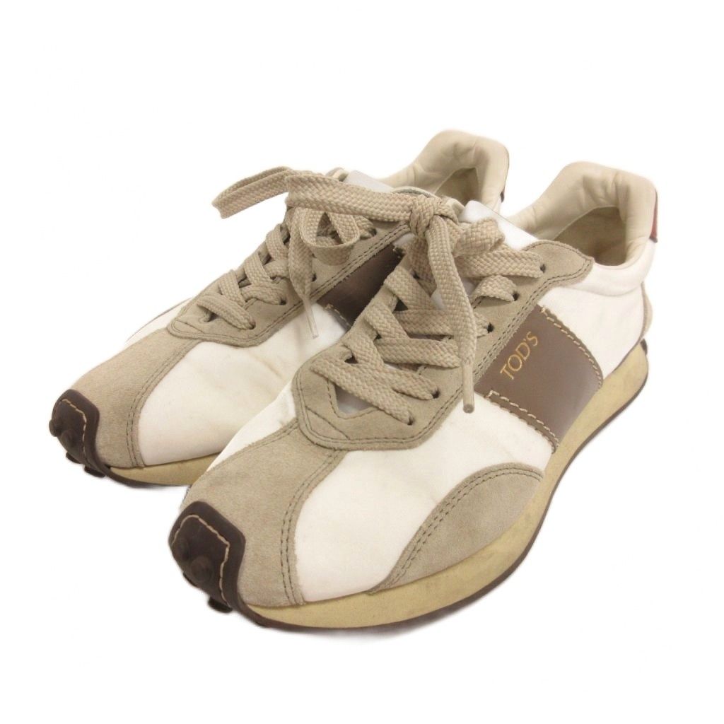 トッズ TOD'S Tヴィンテージ スニーカー レザー 36.5 ホワイト ブラウン