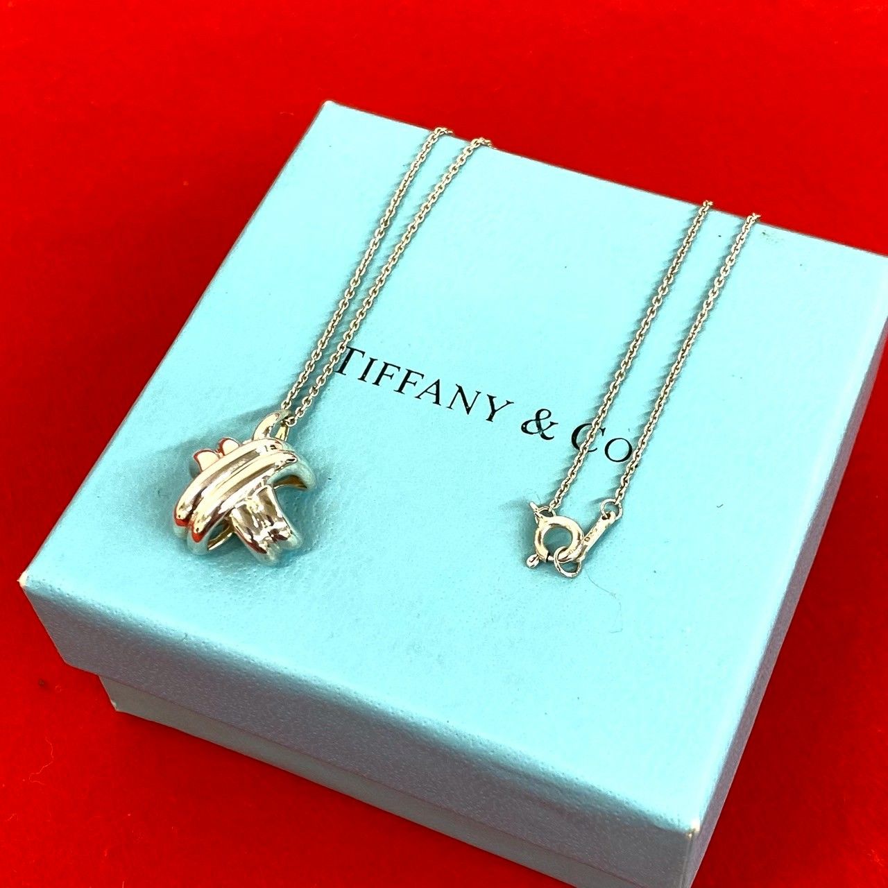 極 美品 TIFFANY&Co. ティファニー ヴィンテージ シグネチャー クロス
