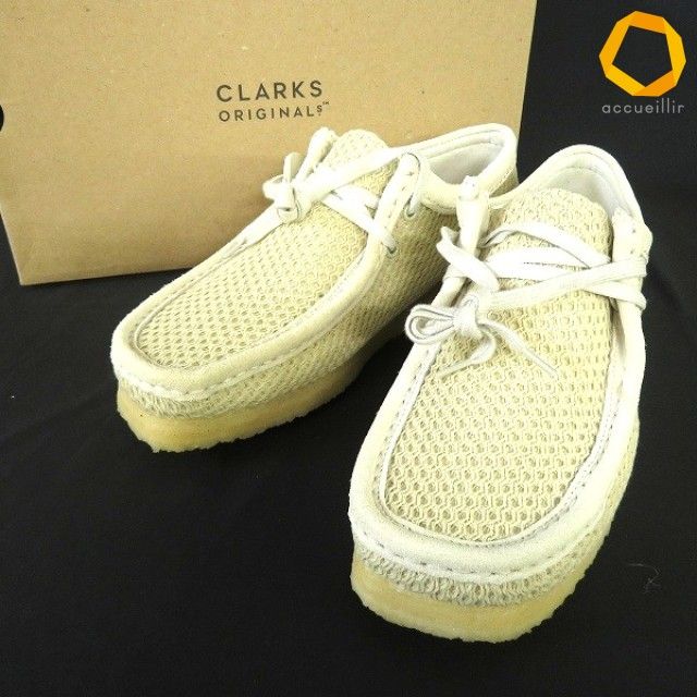 #as クラークス オリジナル Clarks ワラビー ブーツ UK 8 1/2 ベージュ モカシン メッシュ 箱付き メンズ [1009181] k01