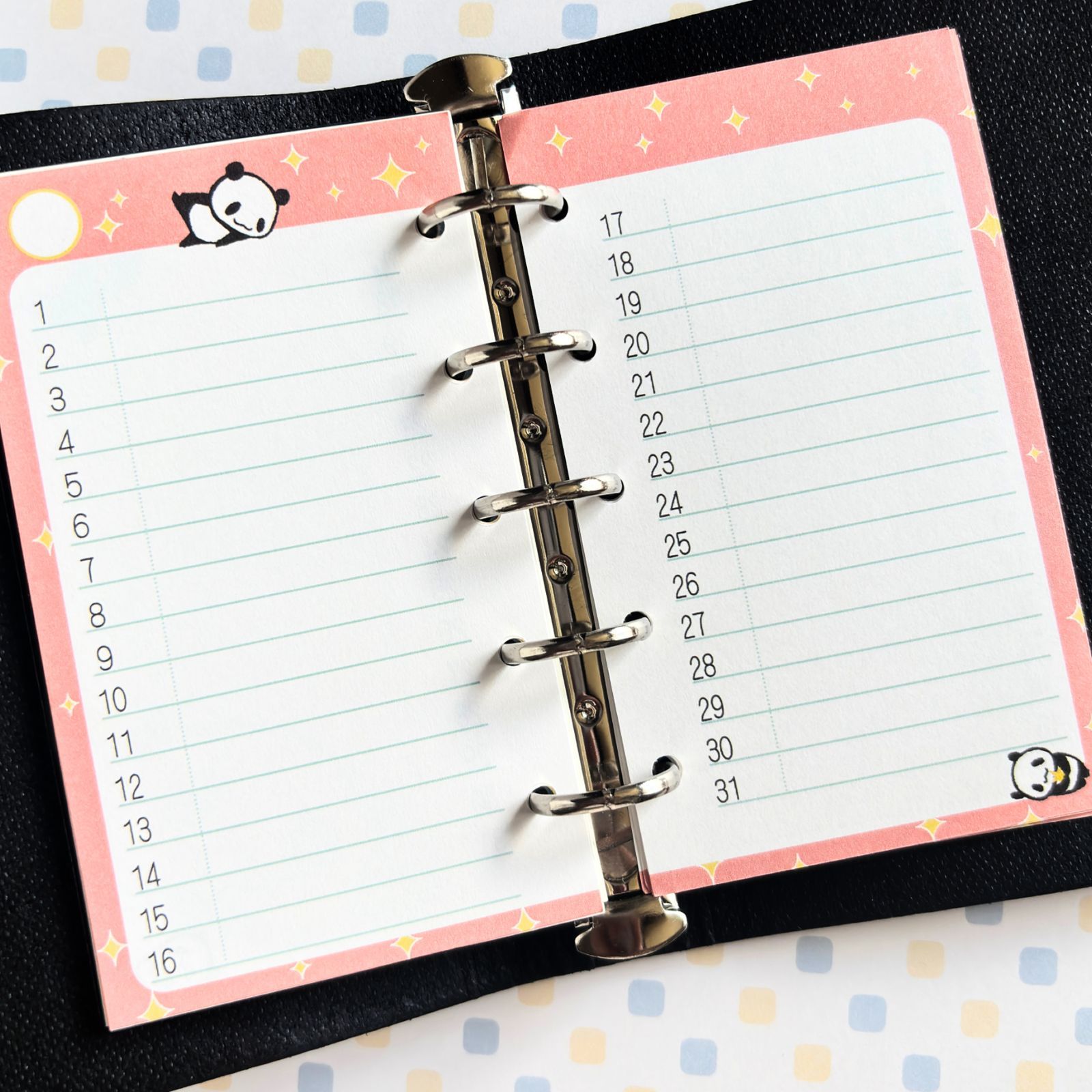 [M5] Panda Horizontal Border Monthly System Notebook Refill