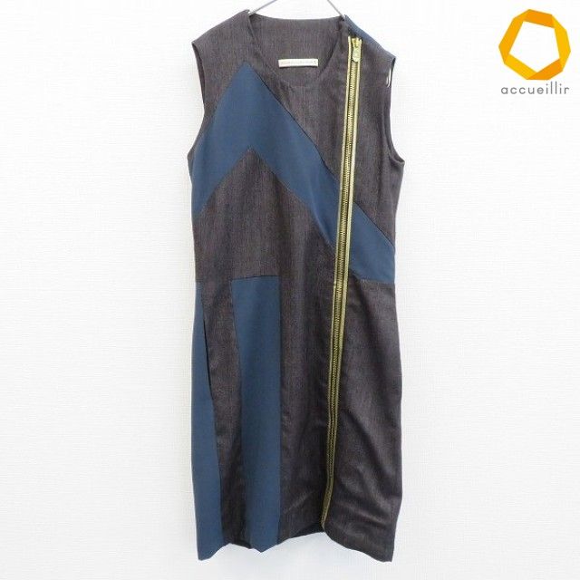 バレンシアガ BALENCIAGA フランス製 シルク ワンピース オフスリーブ ジップアップ レディース [a914976]